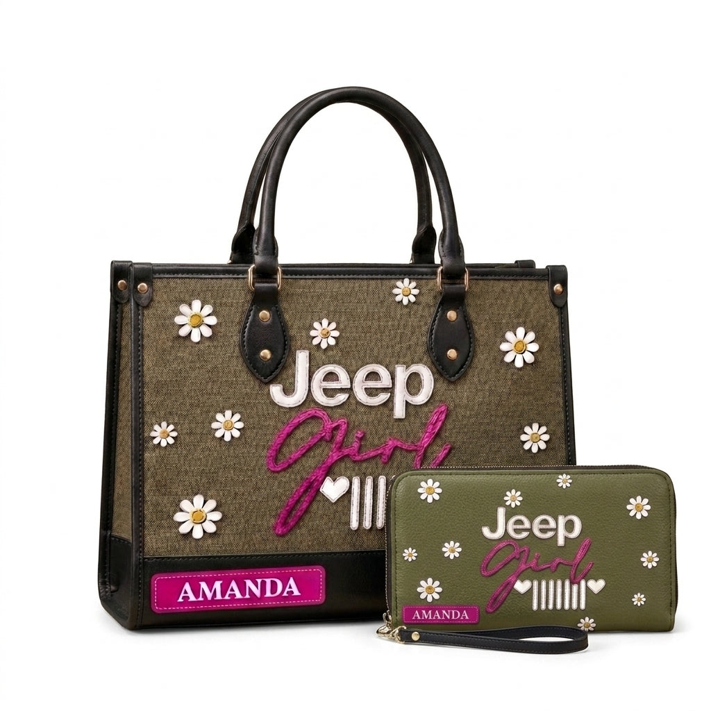Jeep Girl Daisy V2 Personalized Leather Bag + Free Wallet
