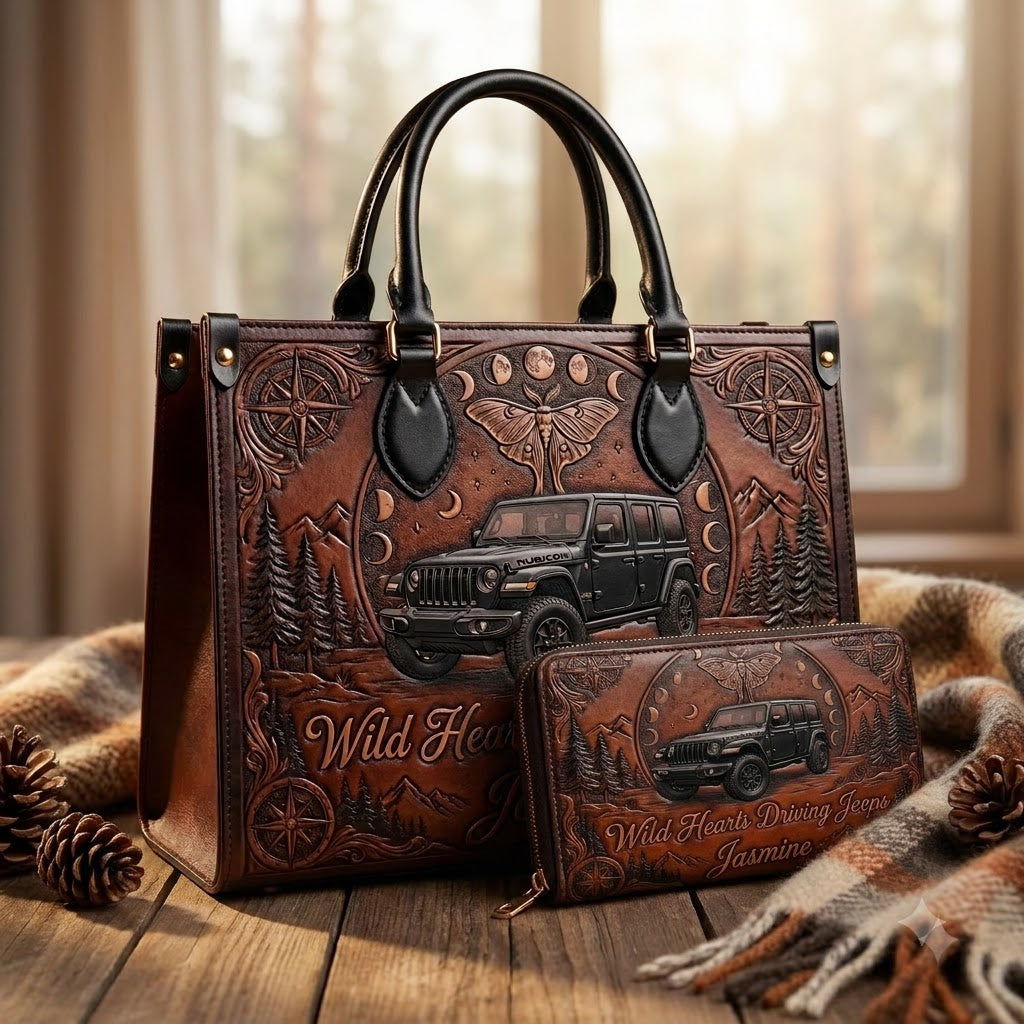 Wild & Free Jeep Personalized Leather Bag + Free Wallet