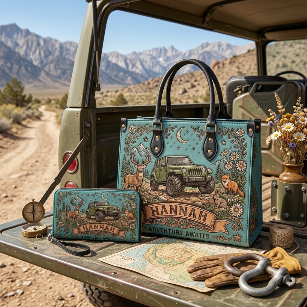 Adventure Awaits Personalized Leather Bag + Free Wallet