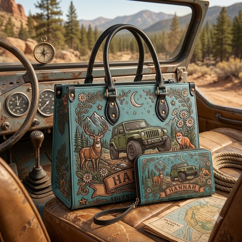 Adventure Awaits Personalized Leather Bag + Free Wallet