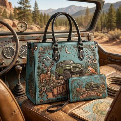 Adventure Awaits Personalized Leather Bag + Free Wallet