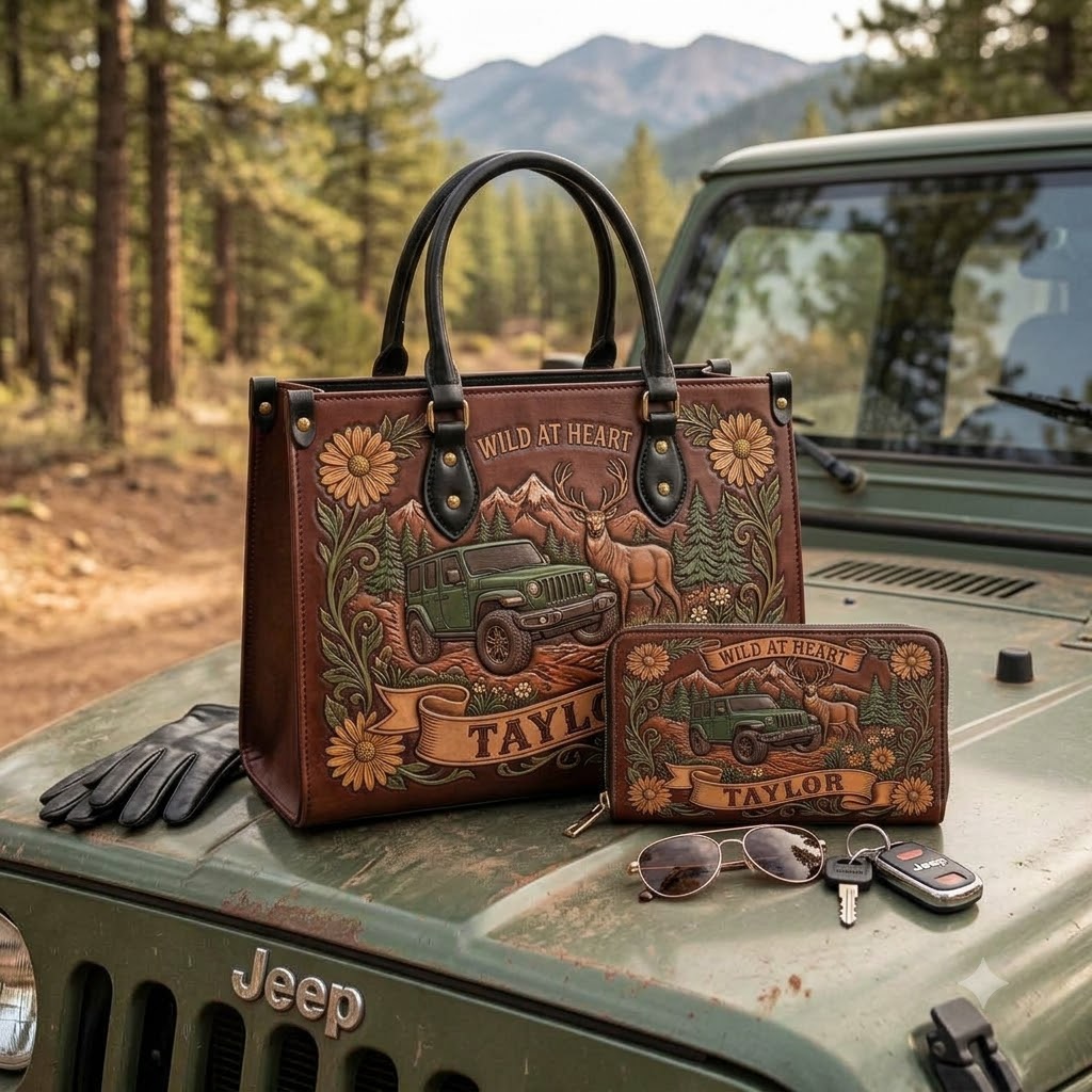 Wild At Heart Personalized Leather Bag + Free Wallet