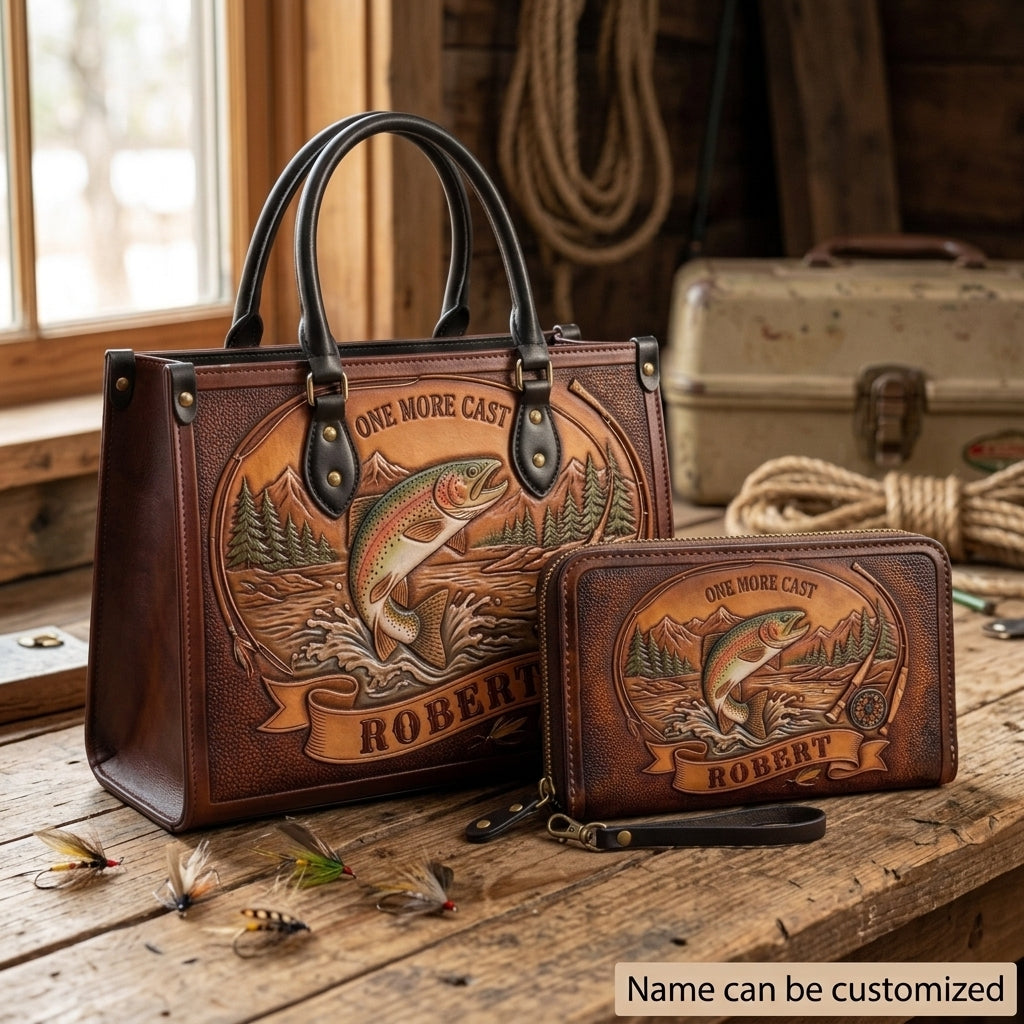 One More Cast Trout Leather Bag + Free Wallet
