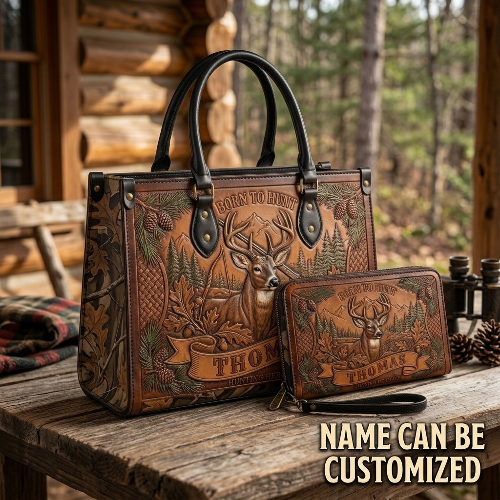Hunt More Worry Less Elk Leather Bag + Free Wallet