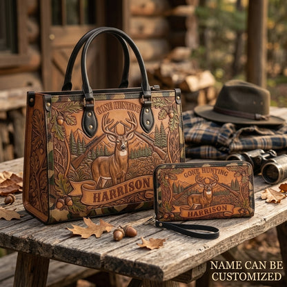 Hunting Heritage Buck Leather Bag + Free Wallet