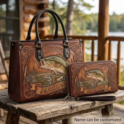Born to Bass Fish Leather Bag + Free Wallet