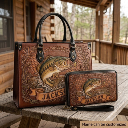 One More Cast Bass Fishing Leather Bag + Free Wallet
