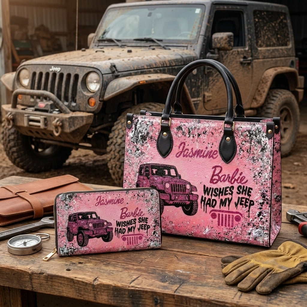 Barbie Wish She Had My Jeep Personalized Leather Bag + Free Wallet