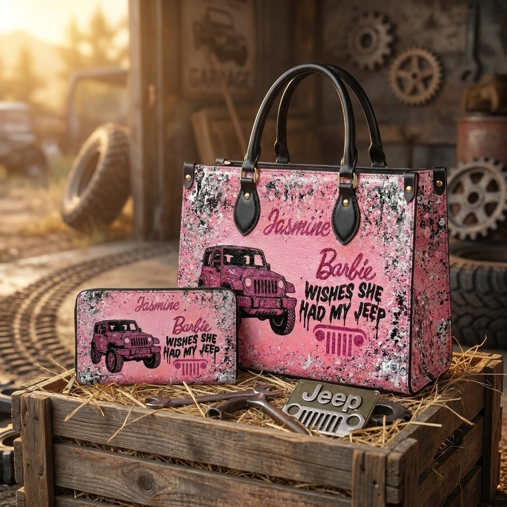 Barbie Wish She Had My Jeep Personalized Leather Bag + Free Wallet