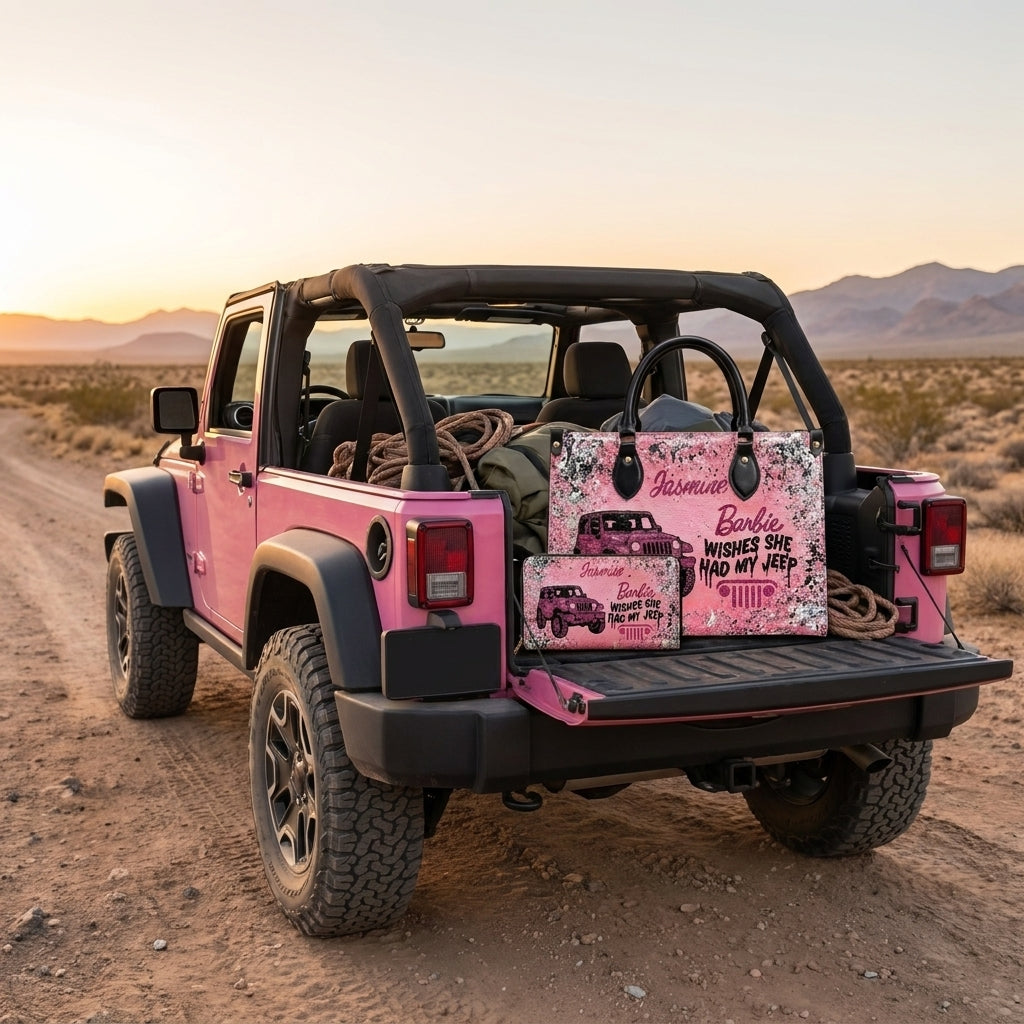 Barbie Wish She Had My Jeep Personalized Leather Bag + Free Wallet