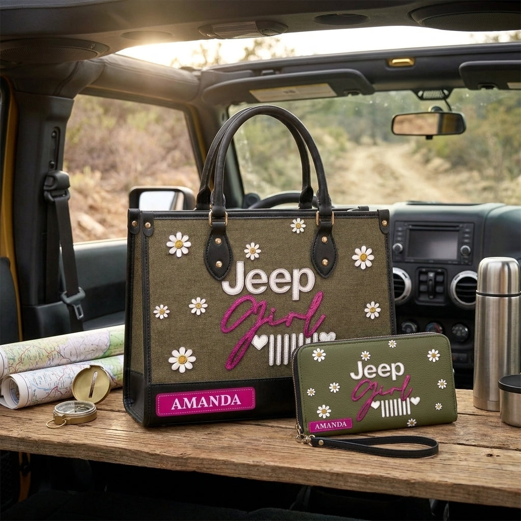 Jeep Girl Daisy V2 Personalized Leather Bag + Free Wallet