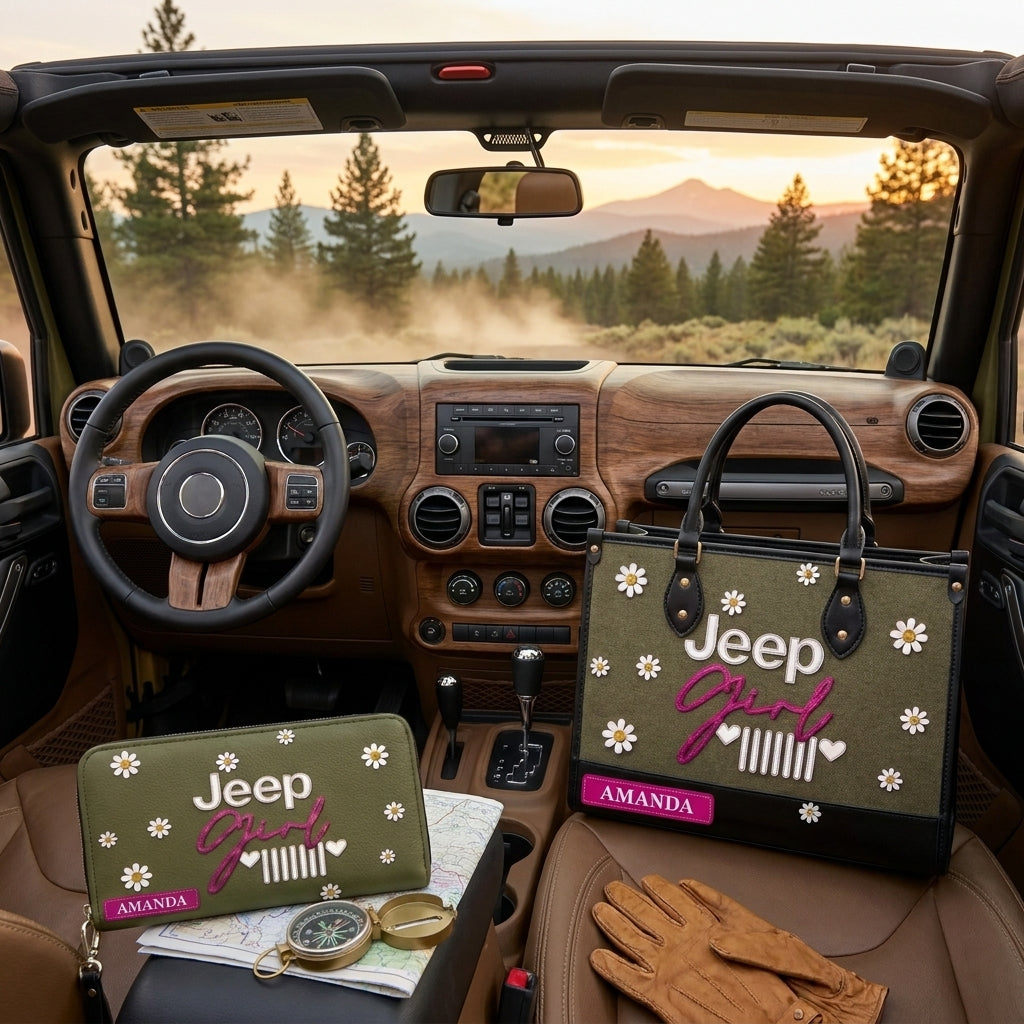 Jeep Girl Daisy V2 Personalized Leather Bag + Free Wallet