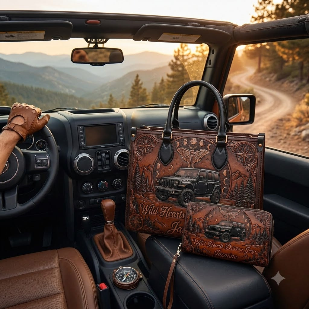 Wild & Free Jeep Personalized Leather Bag + Free Wallet