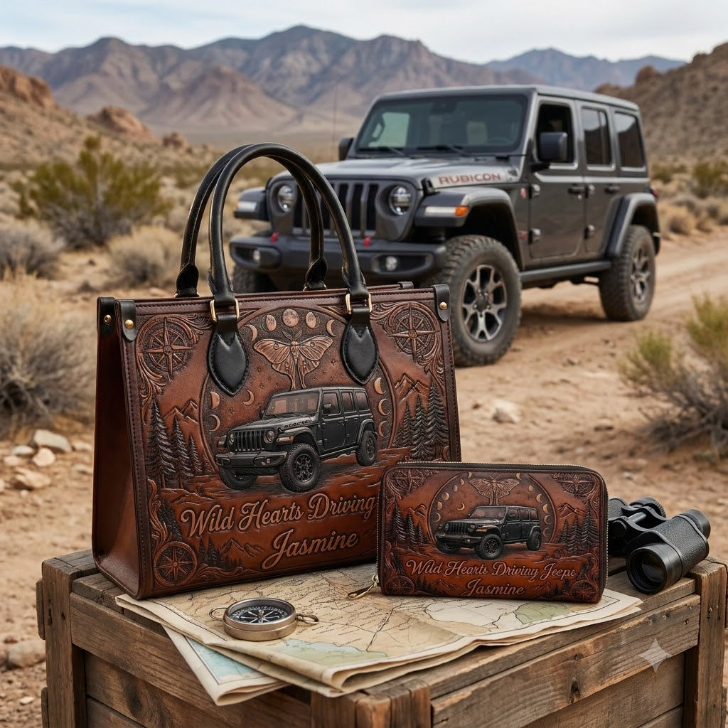 Wild & Free Jeep Personalized Leather Bag + Free Wallet