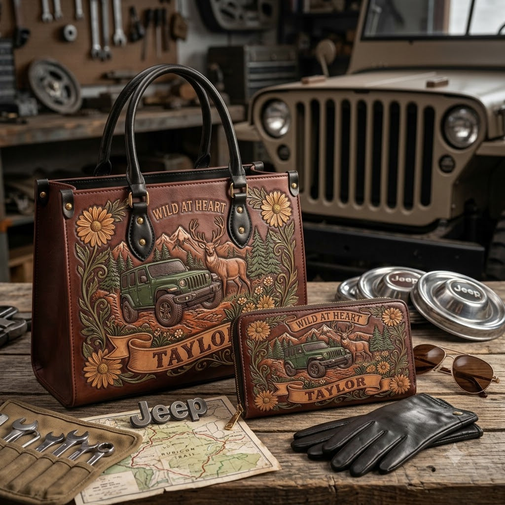Wild At Heart Personalized Leather Bag + Free Wallet