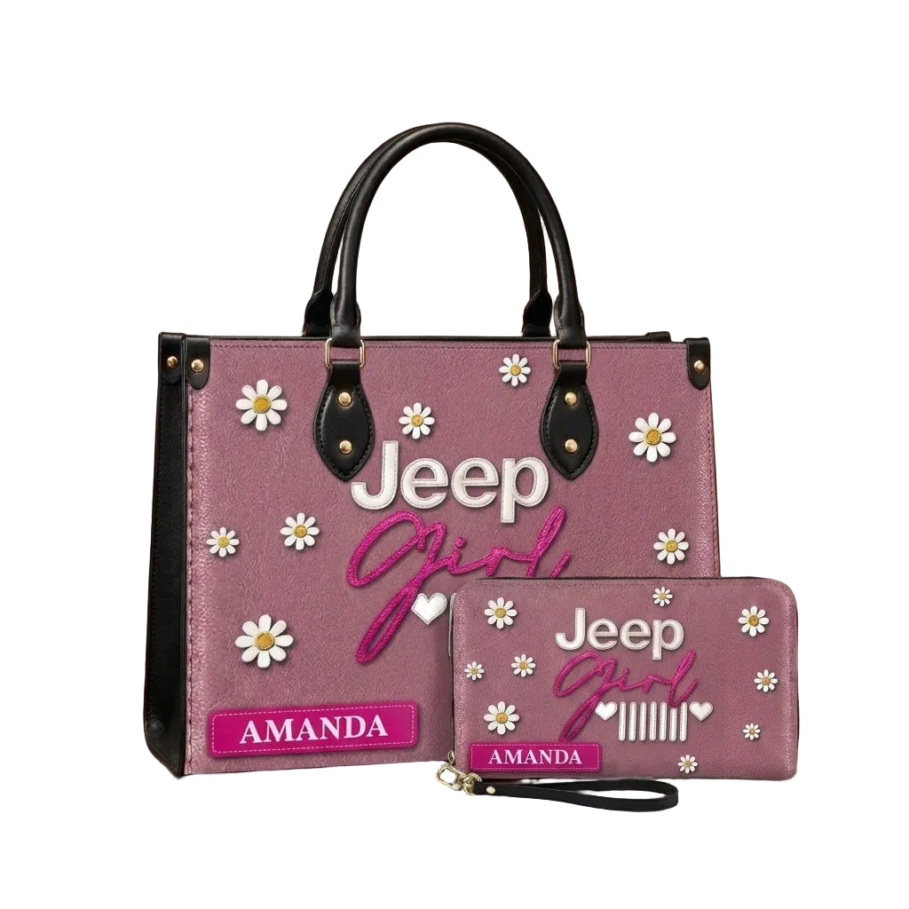 Jeep Girl Daisy Personalized Leather Bag + Free Wallet