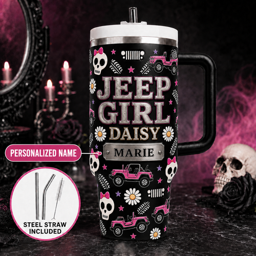 Personalized Jeep Girl Daisy Tumbler