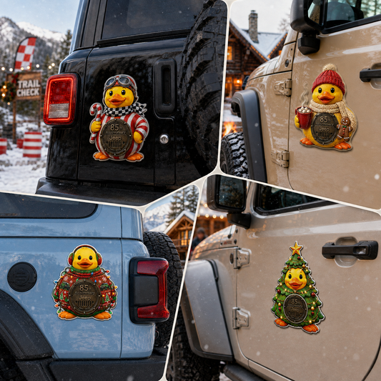 Jeep 85th anniversary Christmas duck vinyl magnet V4