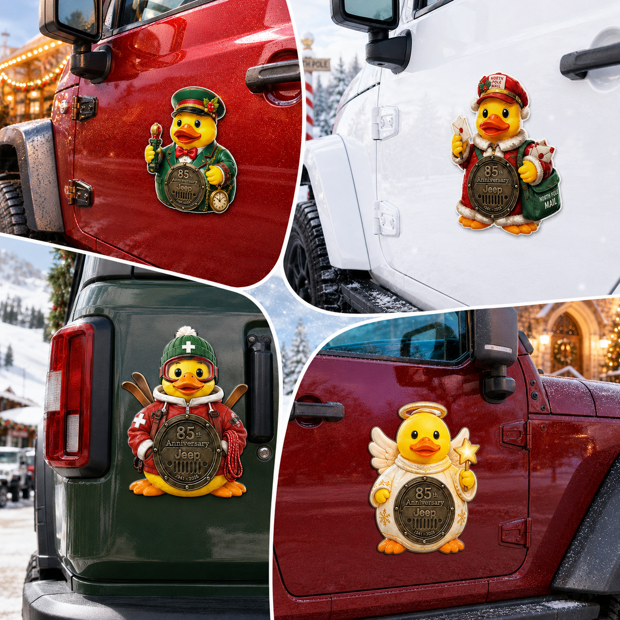 Jeep 85th anniversary Christmas duck vinyl magnet V5
