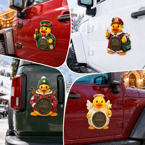 Jeep 85th anniversary Christmas duck vinyl magnet V5