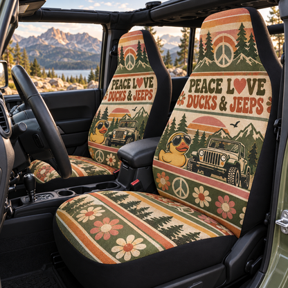 Peace Love Ducks & Jeeps Car Seat Cover