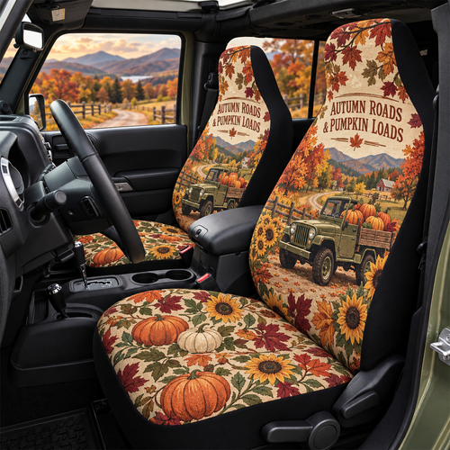 Autumn Roads & Pumpkin Loads Car Seat Cover