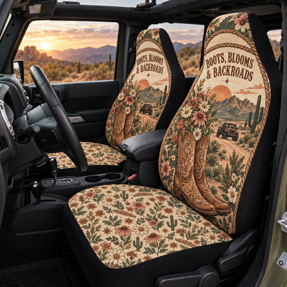 Boots, Blooms & Backroads Car Seat Cover