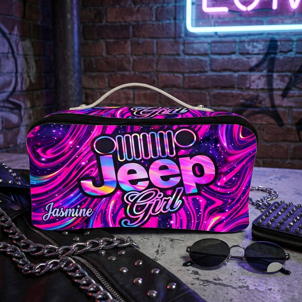 Jeep Girl Personalized Leather Makeup Bag