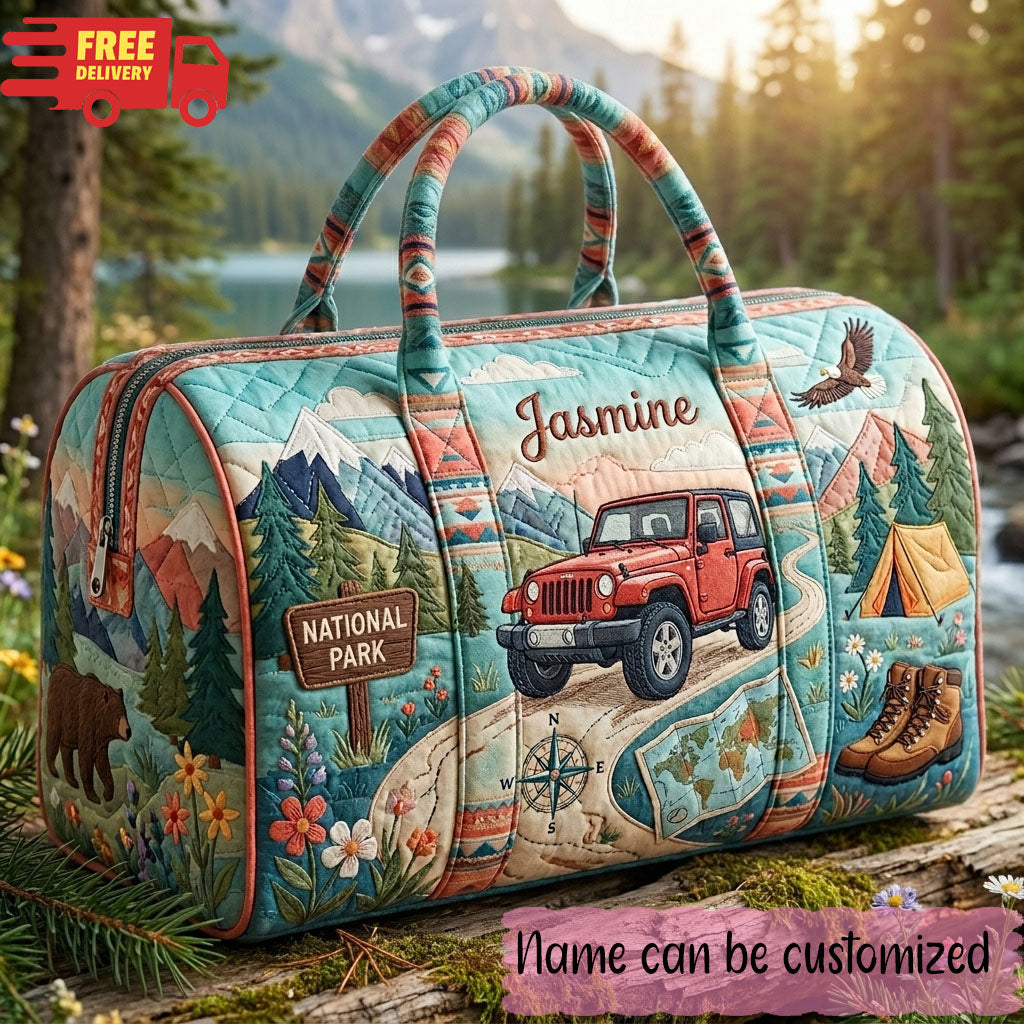 Jeepin' Under the Pines Personalized Quilted Pillow Bag