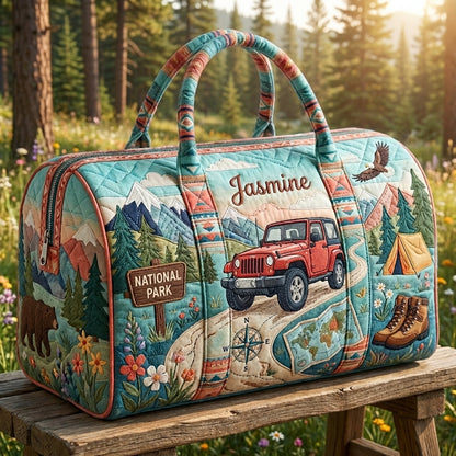 Jeepin' Under the Pines Personalized Quilted Pillow Bag