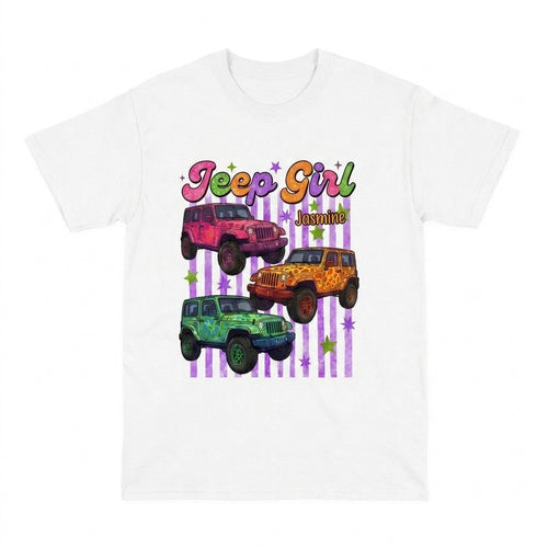 Colorful Jeep Girl Personalized T-Shirt