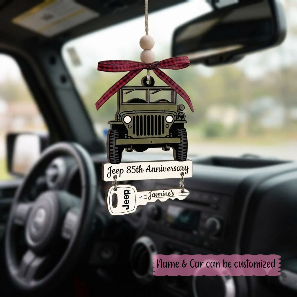 Jeep 85th Anniversary Wooden Ornament With Wooden Tag