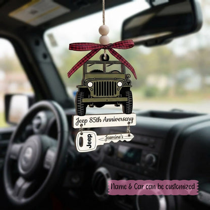 Jeep 85th Anniversary Wooden Ornament With Wooden Tag