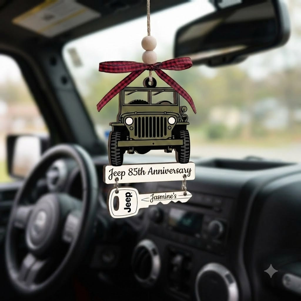 Jeep 85th Anniversary Wooden Ornament With Wooden Tag