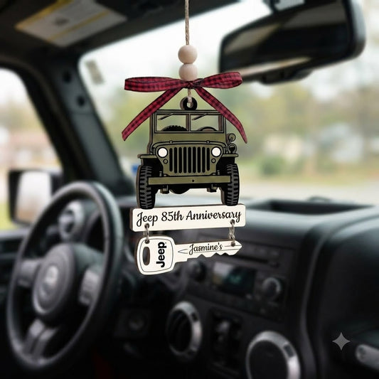Jeep 85th Anniversary Wooden Ornament With Wooden Tag