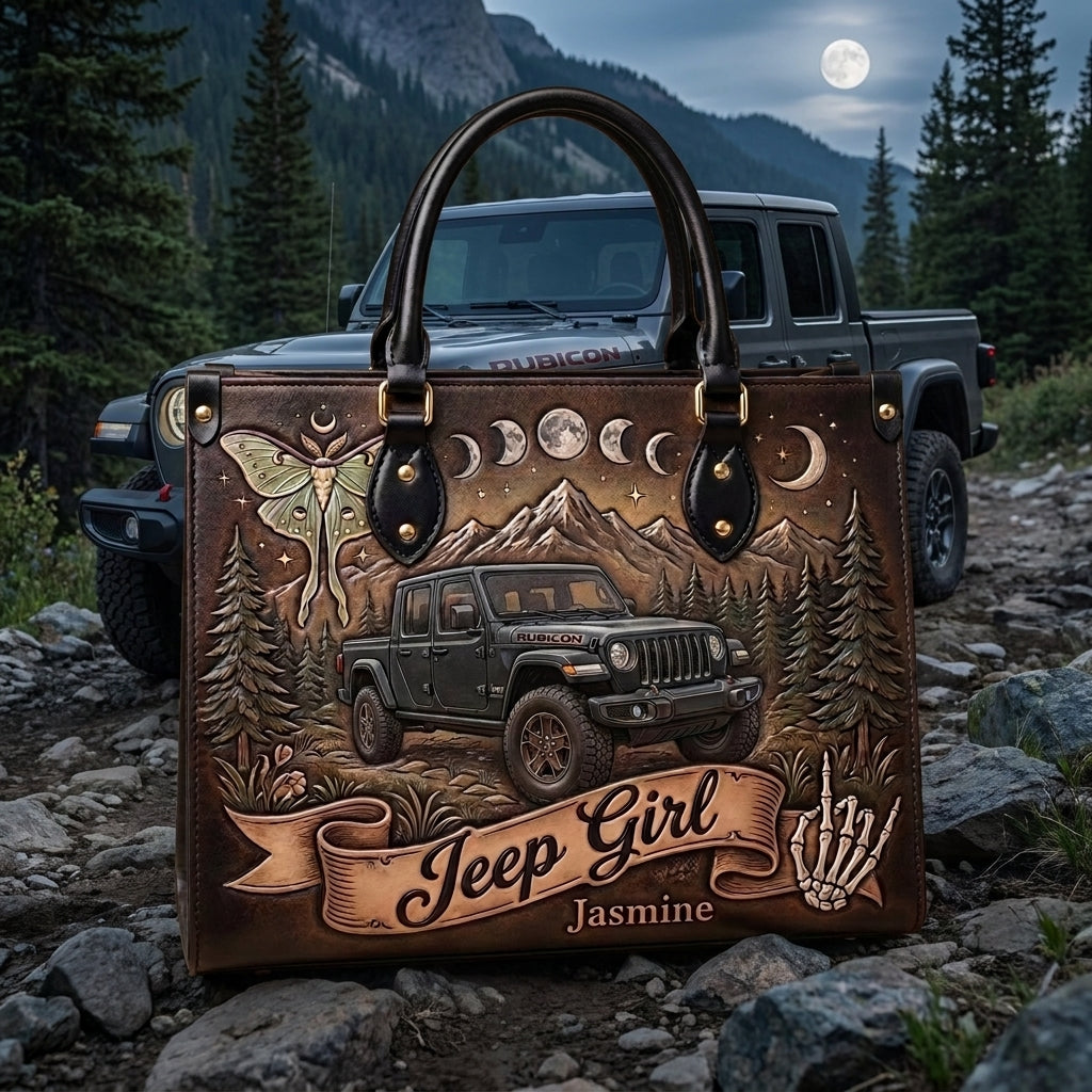 Jeep Girl By Night Personalized Leather Bag + Free Wallet