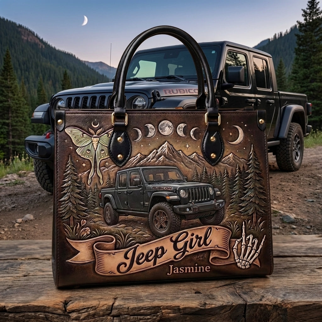 Jeep Girl By Night Personalized Leather Bag + Free Wallet