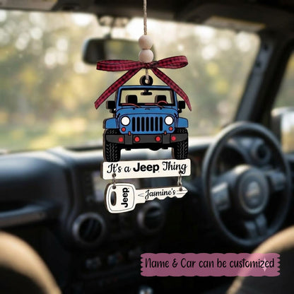 It's A Jeep Thing Wooden Ornament With Wooden Tag