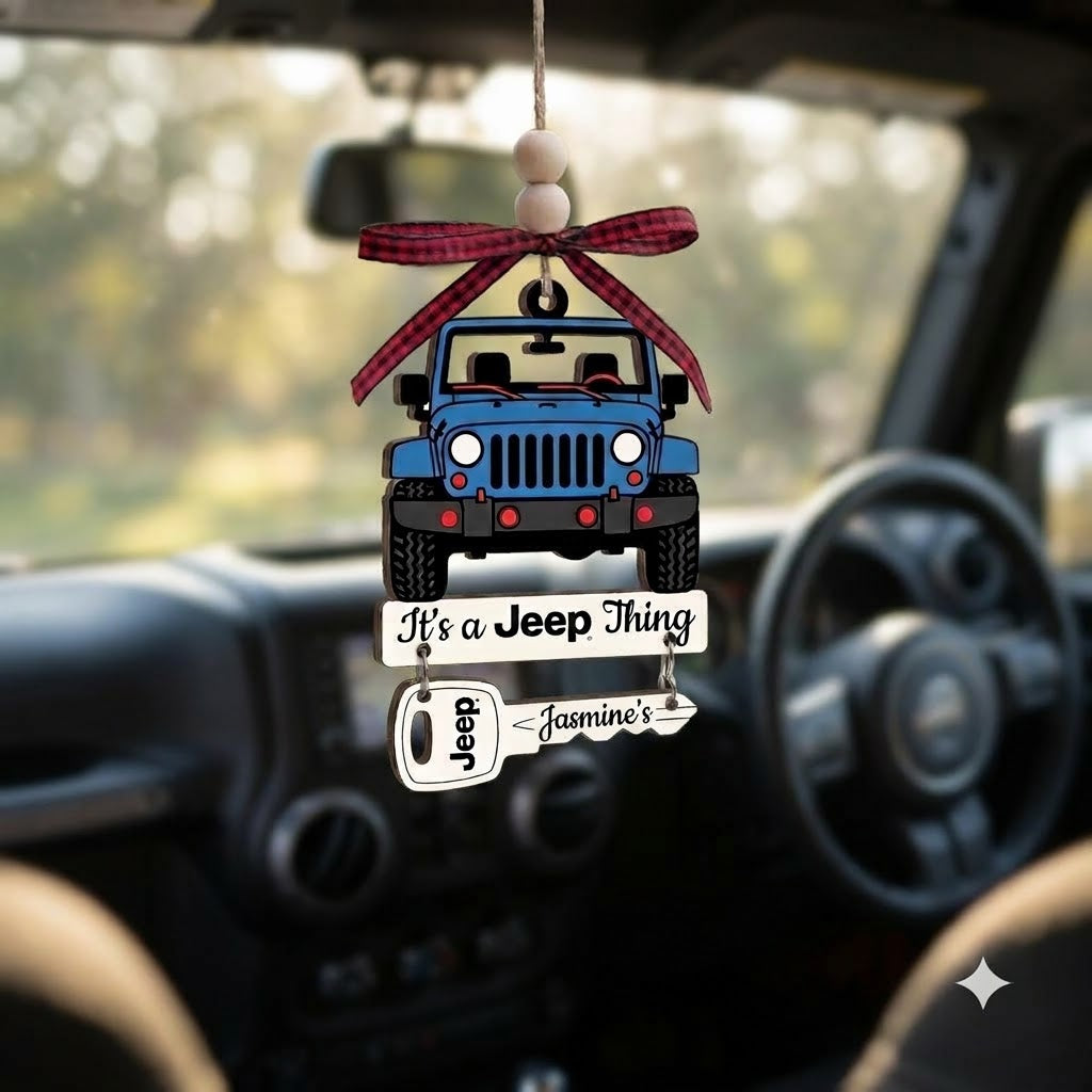 It's A Jeep Thing Wooden Ornament With Wooden Tag