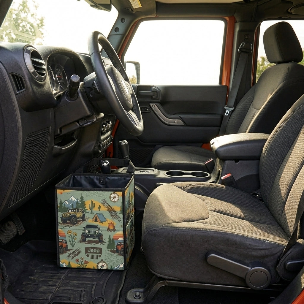 Jeep Off Road Pattern Car Trash Can