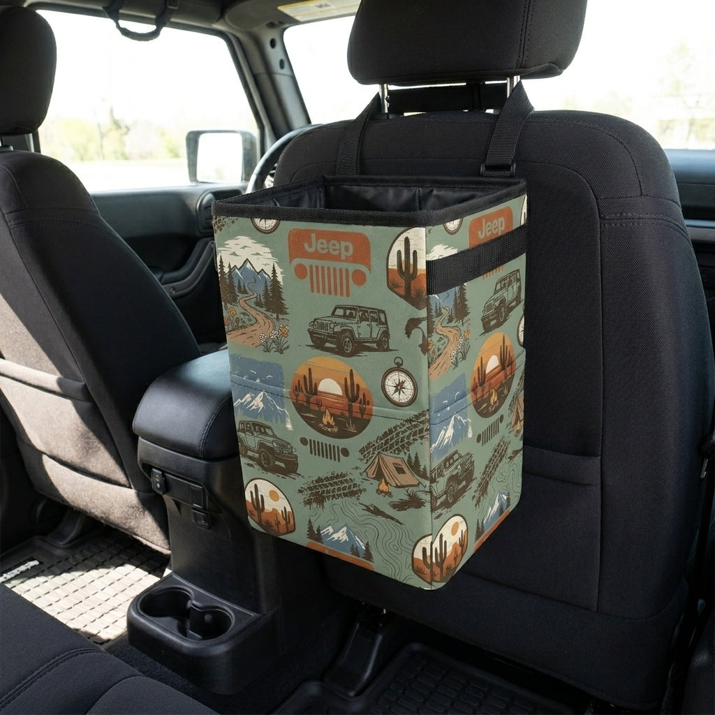 Jeep Adventure Pattern Car Trash Can