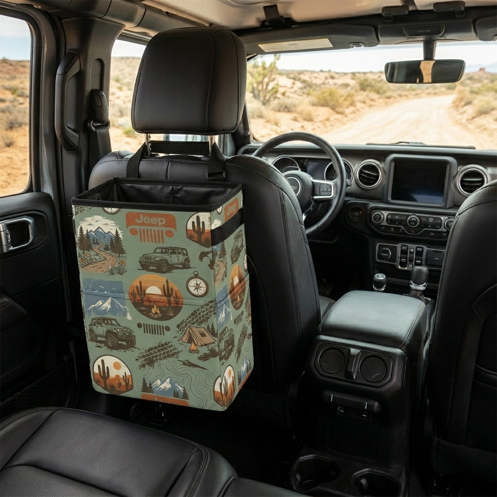Jeep Adventure Pattern Car Trash Can
