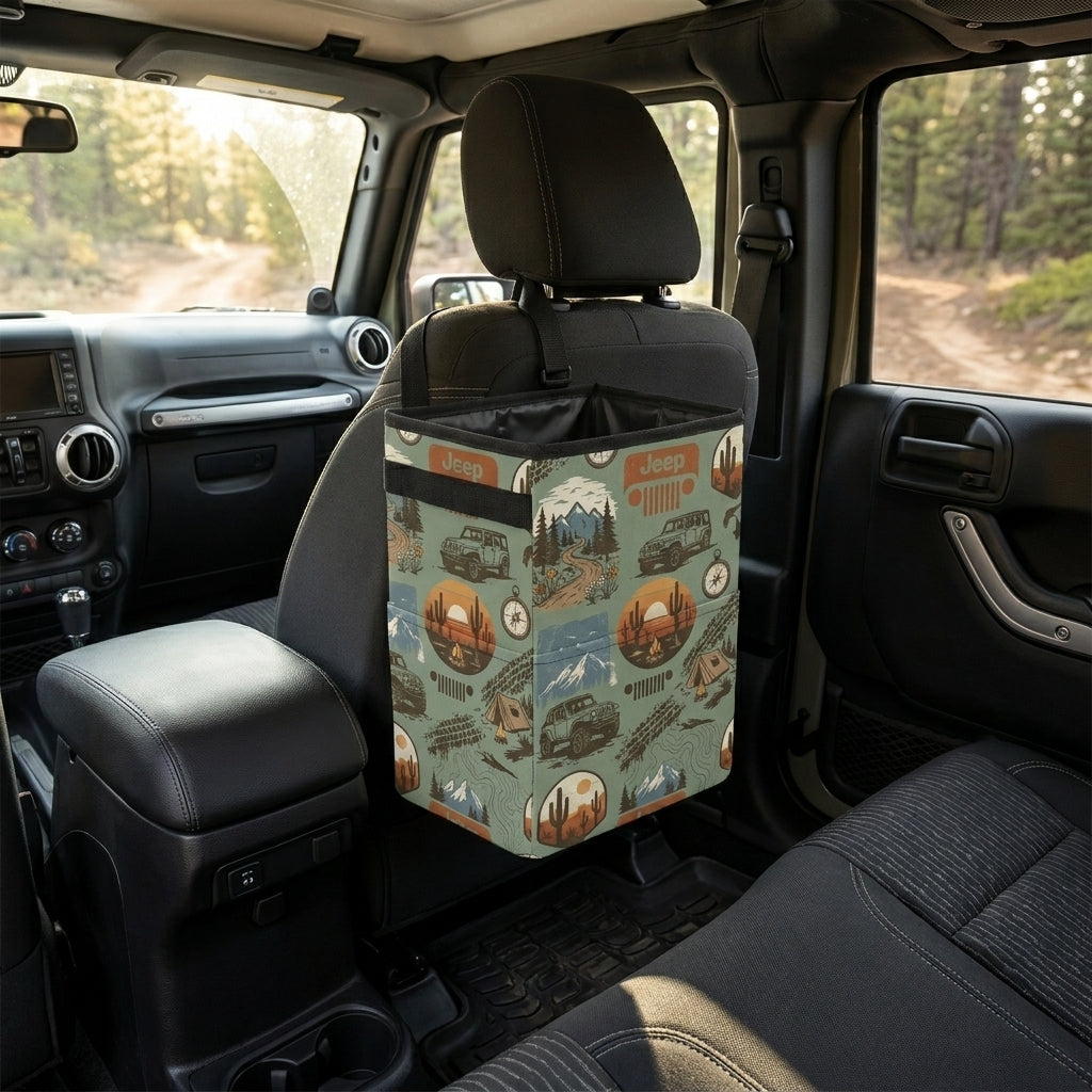 Jeep Adventure Pattern Car Trash Can