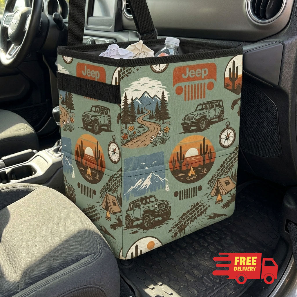 Jeep Adventure Pattern Car Trash Can