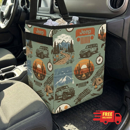Jeep Adventure Pattern Car Trash Can