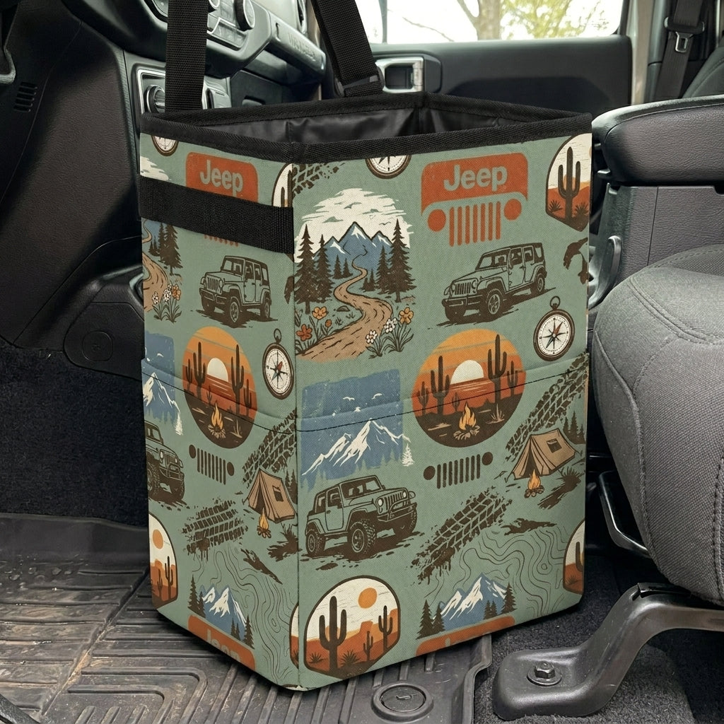 Jeep Adventure Pattern Car Trash Can