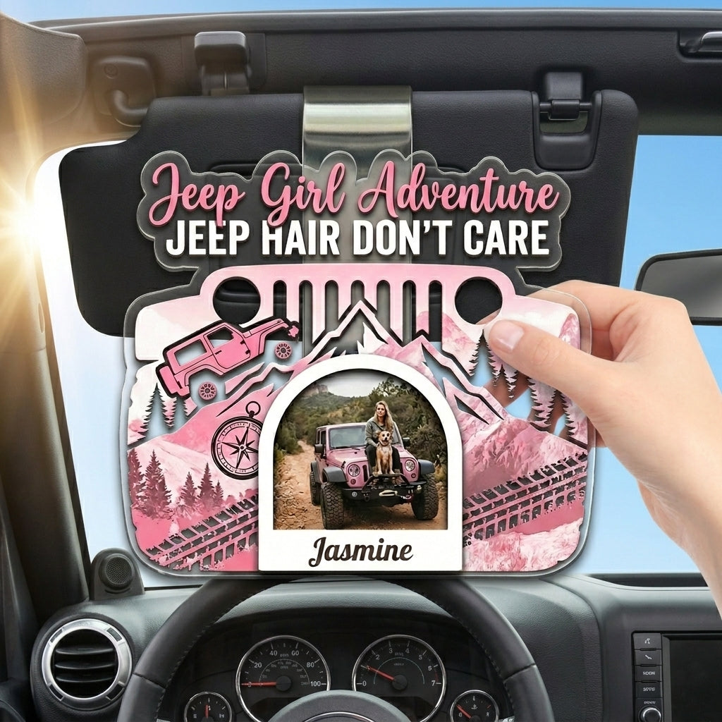 Jeep Girl Adventure Personalized Acrylic Car Visor Clip