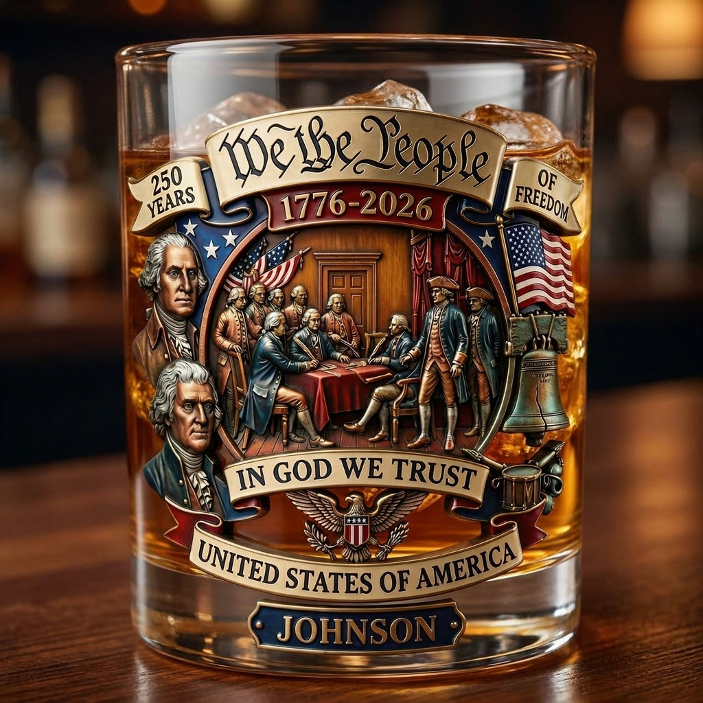 250th Anniversary America Personalized 11OZ Round Whiskey Glass