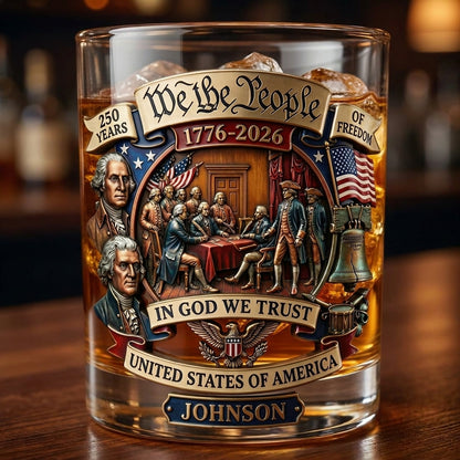 250th Anniversary America Personalized 11OZ Round Whiskey Glass