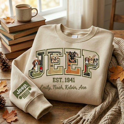 Jeep Dog Embroidered Personalized Sweatshirt